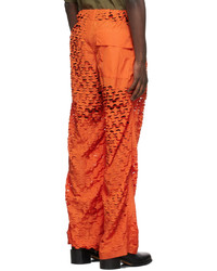 Dries Van Noten Orange Perforated Trousers