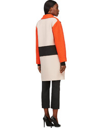 Cédric Charlier Orange Taupe Boucl Wool Coat