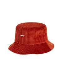 Obey Bold Embroidered Cotton Corduroy Bucket Hat In Ginger At Nordstrom