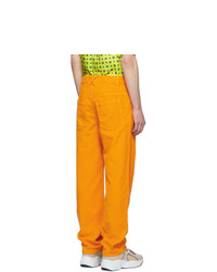 Kenzo Orange Corduroy Cropped Carpenter Jeans