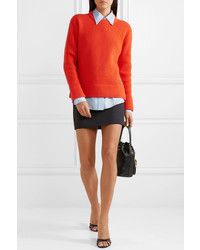 Prada Appliqud Ribbed Wool And Cashmere Blend Sweater