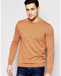 Asos Brand Crew Neck Sweater In Orange Twist Cotton