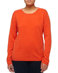Neiman Marcus Cashmere Pullover Crewneck Sweater Orange
