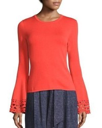 Milly Cutout Flare Sleeve Pullover
