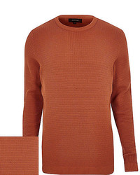 River Island Dark Orange Textured Waffle Sweater
