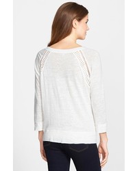 Halogen Lace Inset Linen Blend Sweater