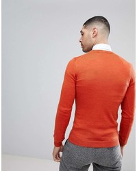 Asos Muscle Fit Merino Wool Sweater In Orange