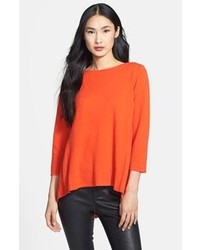 Nordstrom Collection Cashmere Swing Pullover Orange Fire Small