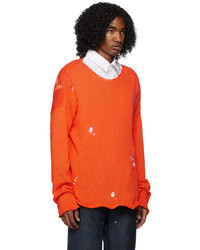 424 Orange Distressed Sweater