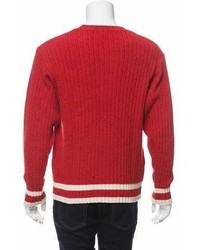 Camo Striped Crew Neck Sweater