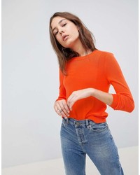 Asos Sweater With Crew And Panel Detail