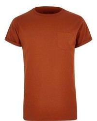 River Island Dark Orange Crew Neck T Shirt
