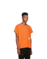 Greg Lauren Orange Logo Deconstructed T Shirt