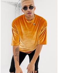 ASOS DESIGN Oversized T Shirt In Velour In Gold