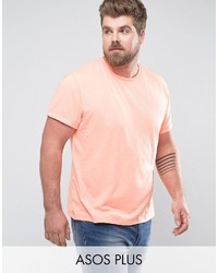 Asos Plus T Shirt With Crew Neck And Roll Sleeve In Orange