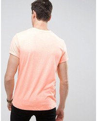 Asos T Shirt With Crew Neck And Roll Sleeve In Orange