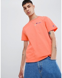 Champion T Shirt With Small Script Logo In Peach