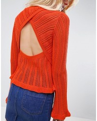 Asos Crochet Top With Frill Detail