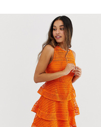 Orange Crochet Fit and Flare Dress