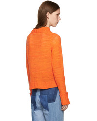 The Elder Statesman Orange Cashmere Cropped Mock Neck Sweater