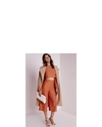 Missguided High Waisted Crepe Culottes Rust