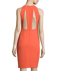 Carmen Marc Valvo Sleeveless Sheath Dress With Back Cutouts Orange