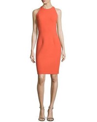 Carmen Marc Valvo Sleeveless Sheath Dress With Back Cutouts Orange