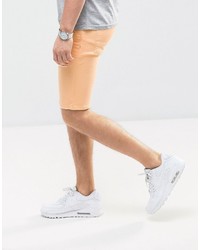 Asos Denim Shorts In Super Skinny Orange With Thigh Rip