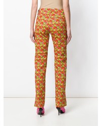 MSGM Slim Fit Floral Print Trousers