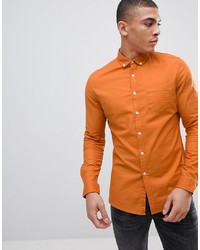 ASOS DESIGN Casual Slim Oxford Shirt In Rust