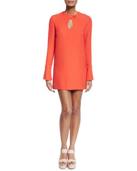Derek Lam Long Sleeve Cady Mini Dress Safety Orange