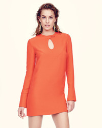 Derek Lam Long Sleeve Cady Mini Dress Safety Orange