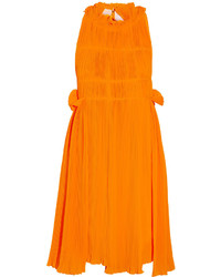 Sonia Rykiel Pliss Crepe Mini Dress Saffron