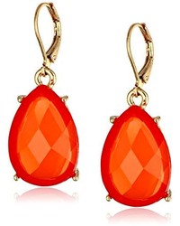 1928 Jewelry Jeweltones Gold Tone Orange Faceted Teardrop Earrings