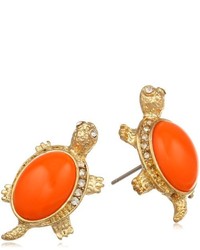 Anne Klein Arden Gold Tone Tangerine Colored Turtle Button Earrings