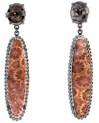 Fossil Coral And Mandarin Garnet Earrings