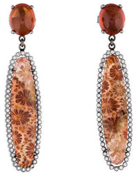 Fossil Coral And Mandarin Garnet Earrings