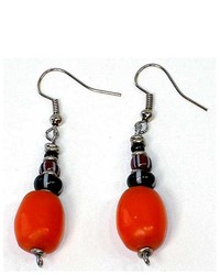 Global Crafts Orange Amber Resin Bead Earrings
