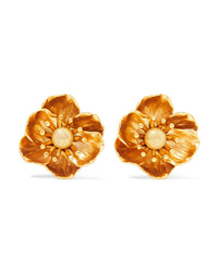 Oscar de la Renta Gold Tone Clip Earrings