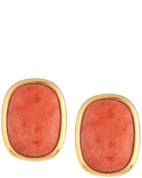 Nakamol Golden Oval Agate Stud Earrings Orange