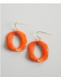 Kenneth Jay Lane Coral Stone Open Circle Earrings