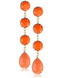 Yochi Orange And Gold Tone Earrings