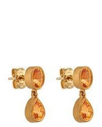 Malcolm Betts Orange Garnet Double Drop Earrings