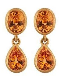 Malcolm Betts Orange Garnet Double Drop Earrings