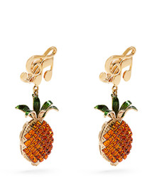 Dolce & Gabbana Pineapple Crystal Embellished Clip On Earrings