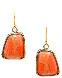 Barse Terra Cotta Orange Sponge Coral Drop Earrings