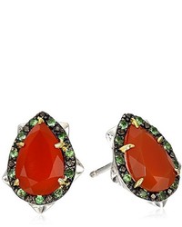 Elizabeth and James Thorns Sterling Silver Orange Carnelian Stud Earrings