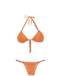 Orange Embellished Bikini Top