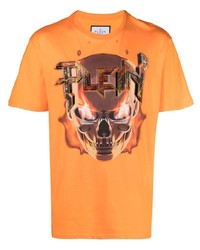 Philipp Plein Ss Chrome Skull Print Cotton T Shirt