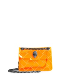 Orange Embellished Leather Crossbody Bag